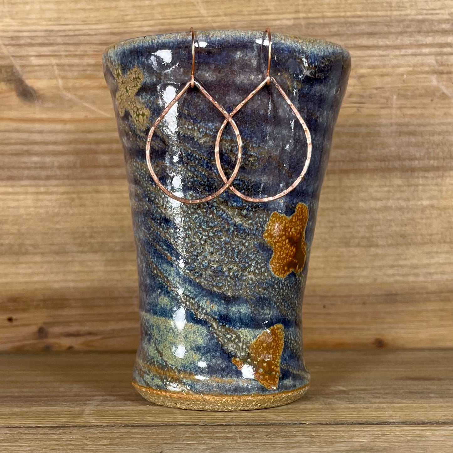 Copper Teardrop Hoop Earrings