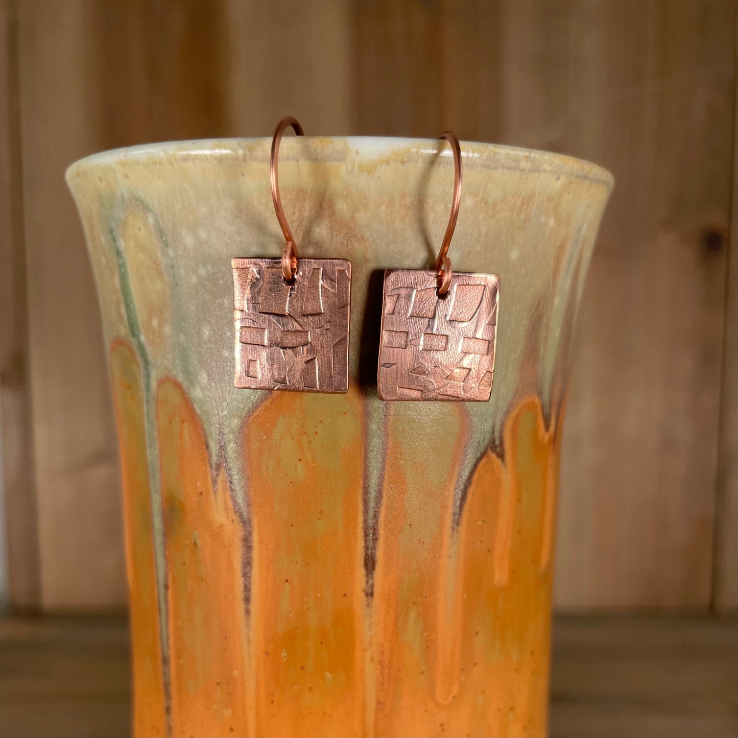 Copper Square Earrings