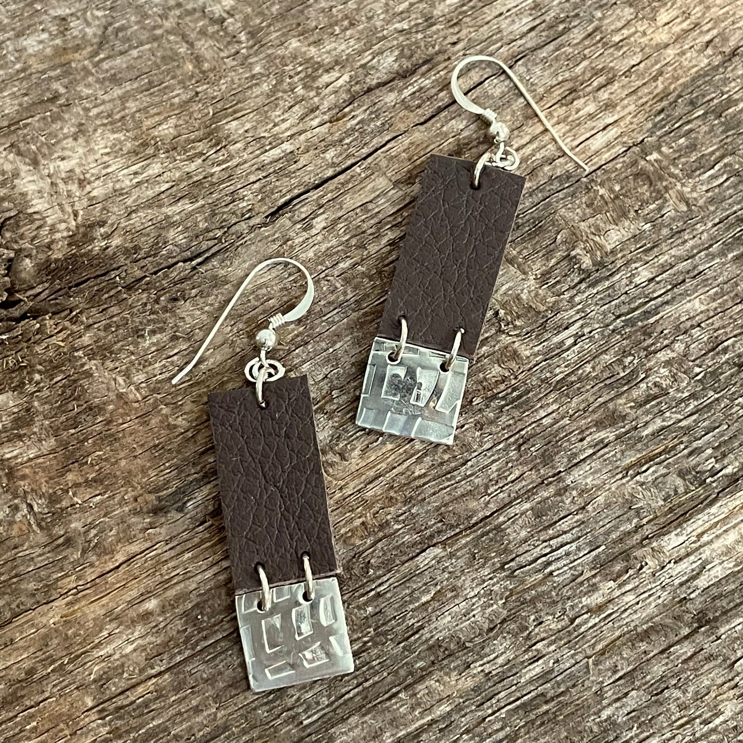 Leather & Sterling Earrings