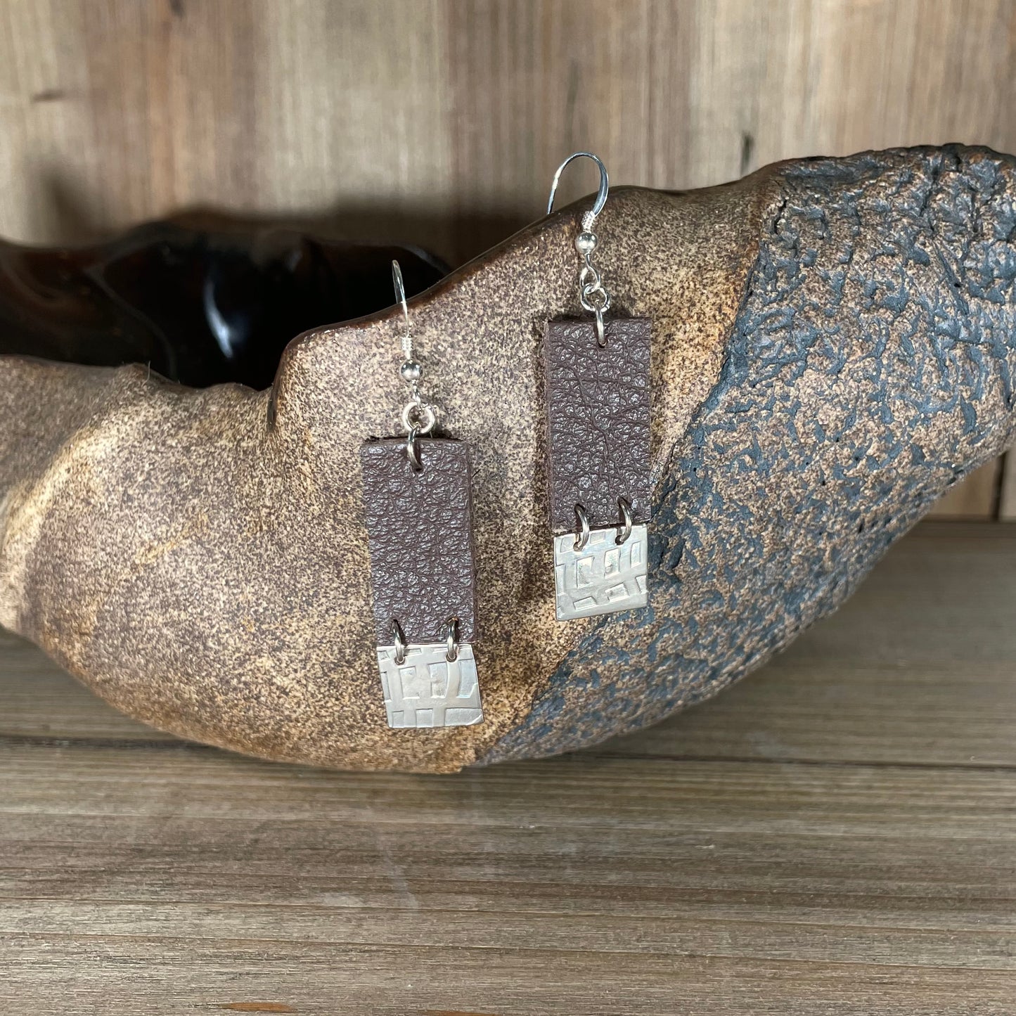 Leather & Sterling Earrings