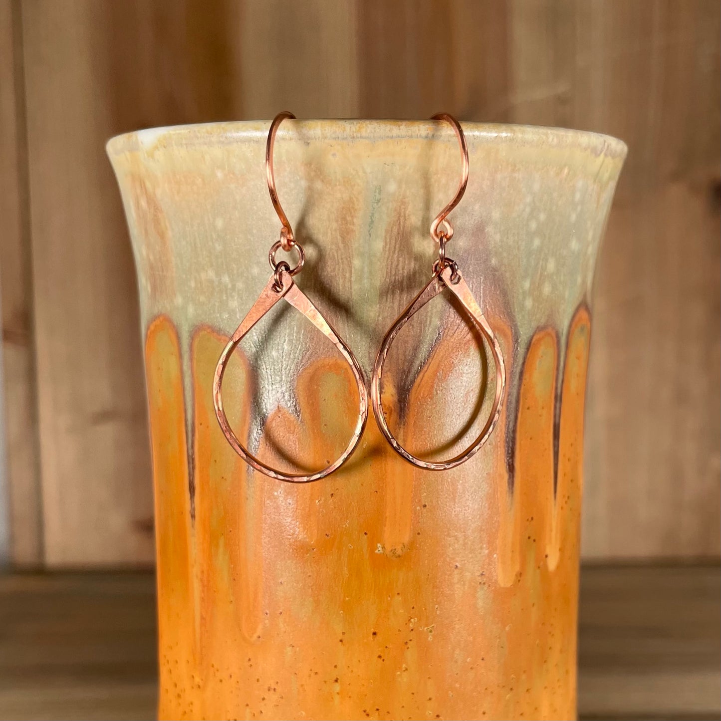 Copper Teardrop Hoop Earrings