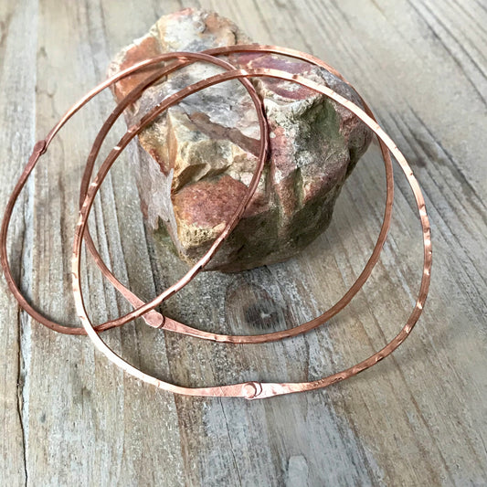 Set of Three "one of a kind" Copper Bangles