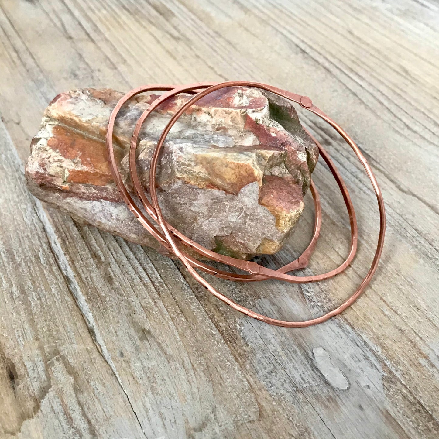 Set of Three "one of a kind" Copper Bangles