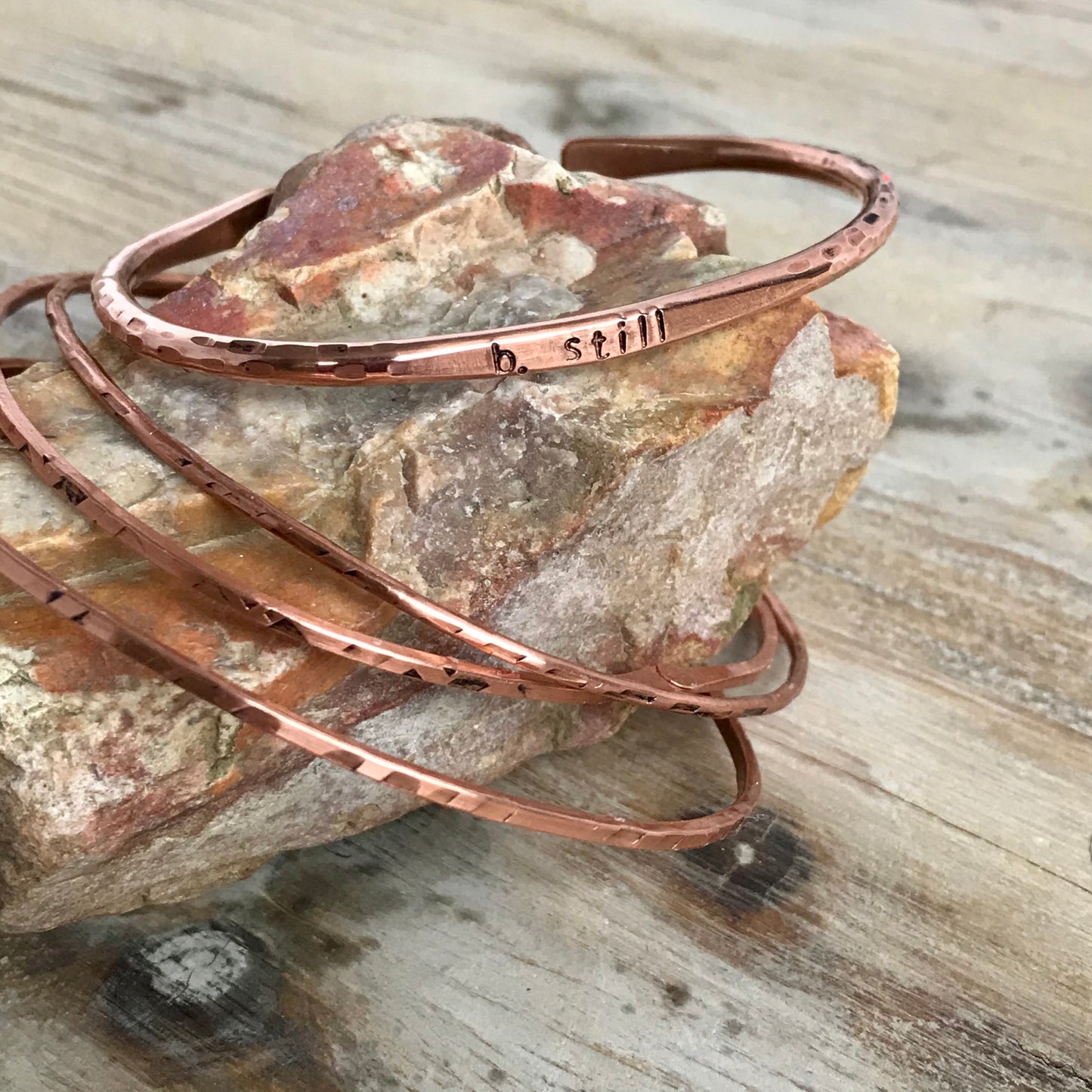 Set of Three "one of a kind" Copper Bangles